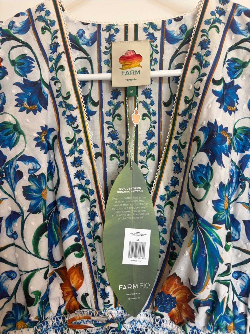 FARM Rio Flora Tile Off-White Blouse - Picture 3 of 6